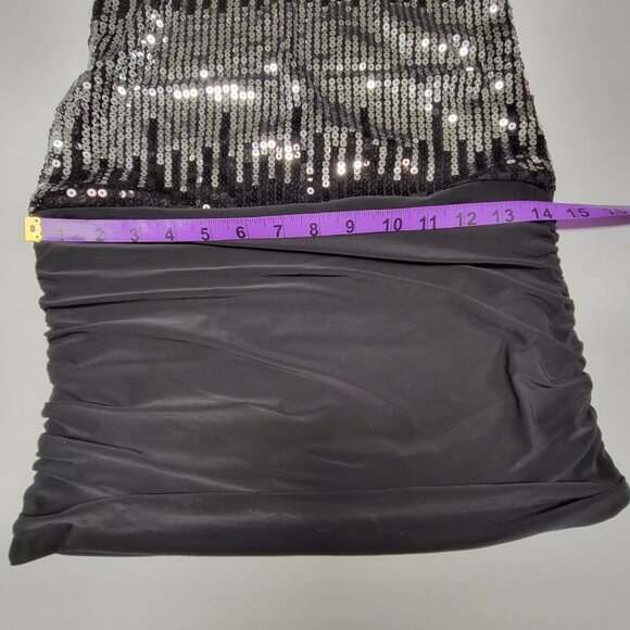 Sequin Sparkly Black and Silver Halter Strap Sexy Dress- Size L - Picture 13 of 15